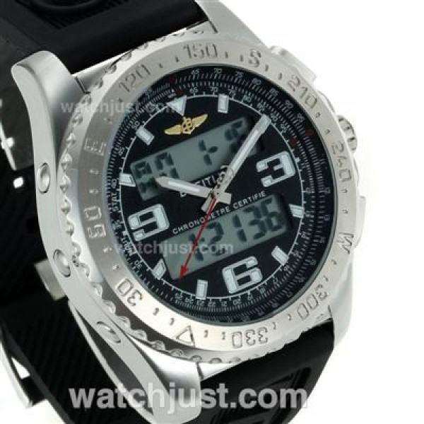 Breitling Emergency Digital Displayer with Black Dial-Rubber Strap
