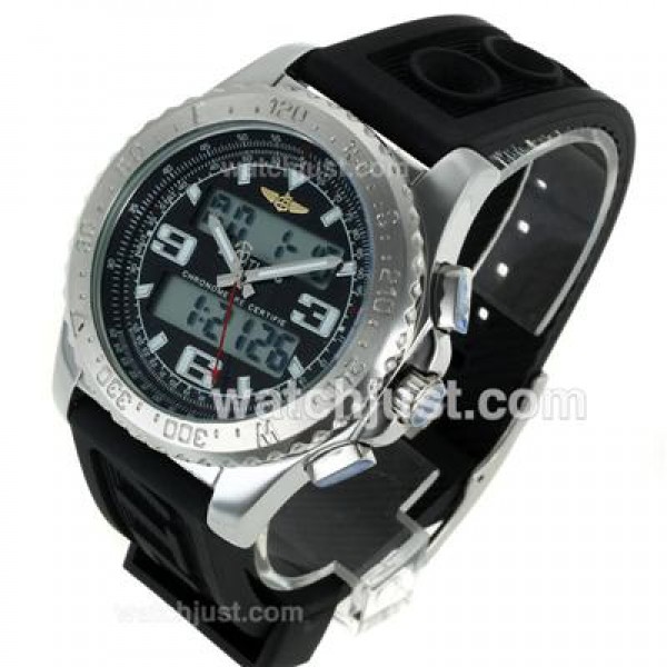 Breitling Emergency Digital Displayer with Black Dial-Rubber Strap