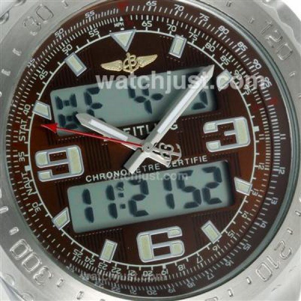 Breitling Emergency Digital Displayer with Brown Dial-Blue Leather Strap