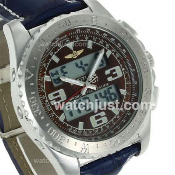 Breitling Emergency Digital Displayer with Brown Dial-Blue Leather Strap