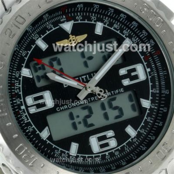 Breitling Emergency Digital Displayer with Black Dial-Blue Leather Strap