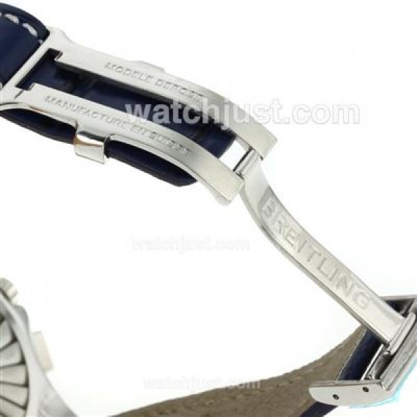 Breitling Emergency Digital Displayer with Blue Dial-Blue Leather Strap