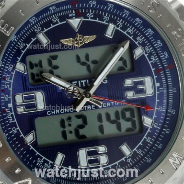 Breitling Emergency Digital Displayer with Blue Dial-Blue Leather Strap