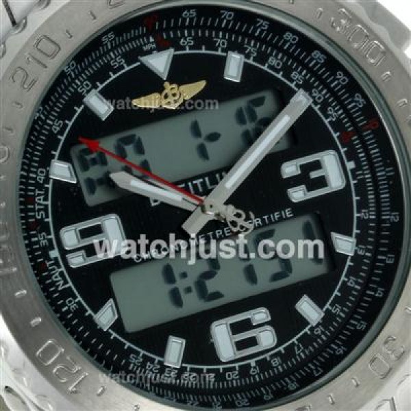 Breitling Emergency Digital Displayer with Black Dial-Brown Leather Strap