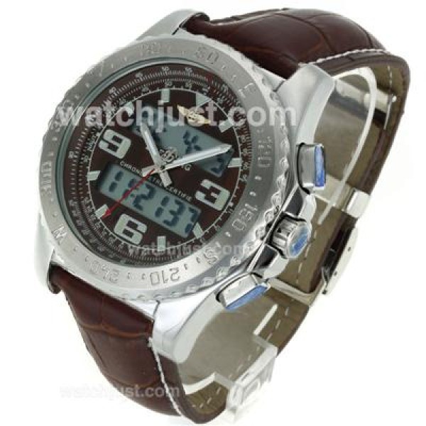 Breitling Emergency Digital Displayer with Brown Dial-Brown Leather Strap