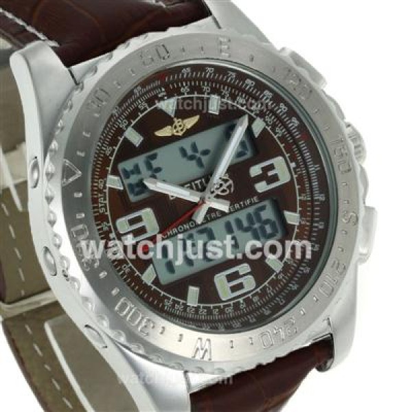 Breitling Emergency Digital Displayer with Brown Dial-Brown Leather Strap