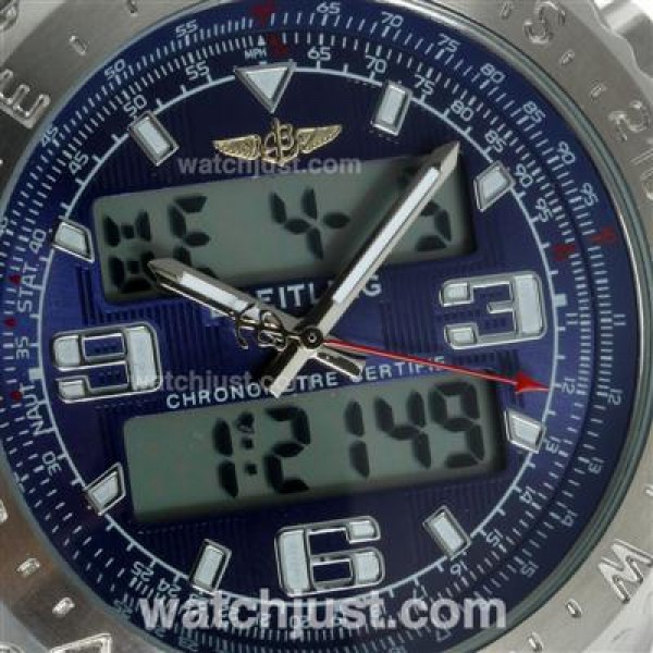 Breitling Emergency Digital Displayer with Blue Dial-Brown Leather Strap