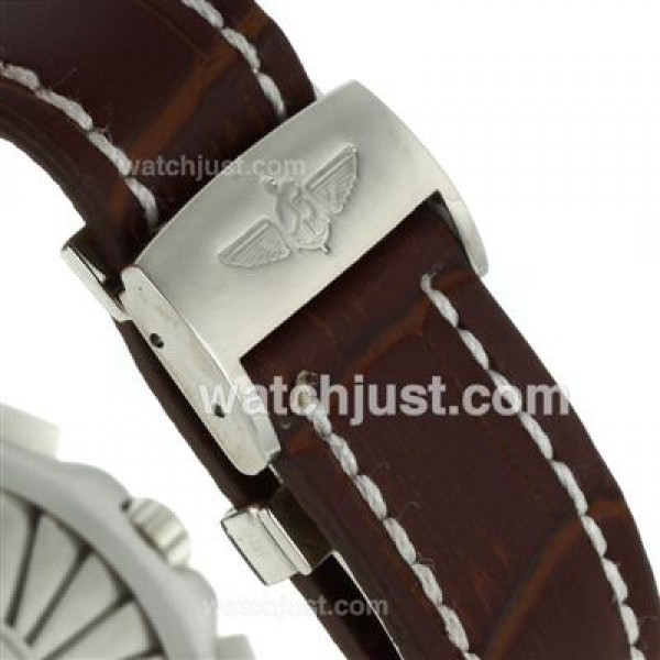 Breitling Emergency Digital Displayer PVD Bezel with Blue Dial-Brown Leather Strap