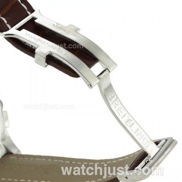 Breitling Emergency Digital Displayer PVD Bezel with Blue Dial-Brown Leather Strap
