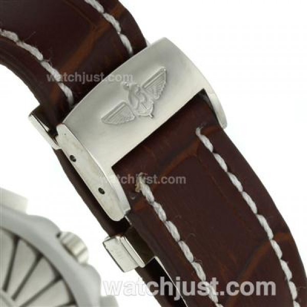 Breitling Emergency Digital Displayer PVD Bezel with White Dial-Brown Leather Strap