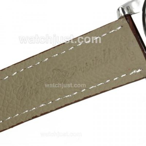 Breitling Emergency Digital Displayer PVD Bezel with White Dial-Brown Leather Strap