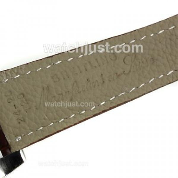 Breitling Emergency Digital Displayer PVD Bezel with White Dial-Brown Leather Strap