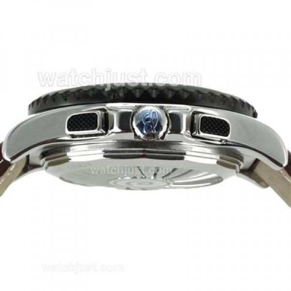 Breitling Emergency Digital Displayer PVD Bezel with White Dial-Brown Leather Strap