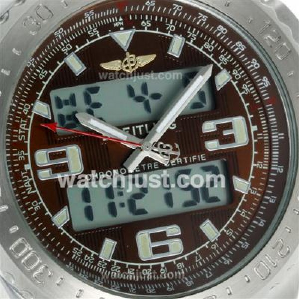 Breitling Emergency Digital Displayer with Brown Dial S/S
