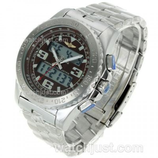 Breitling Emergency Digital Displayer with Brown Dial S/S