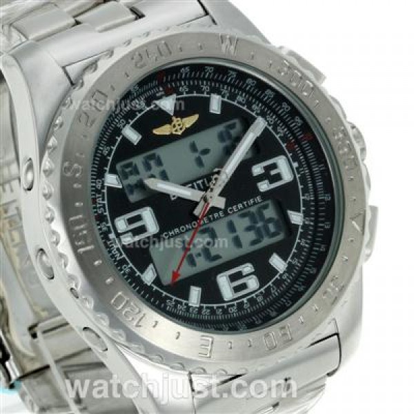 Breitling Emergency Digital Displayer with Black Dial S/S