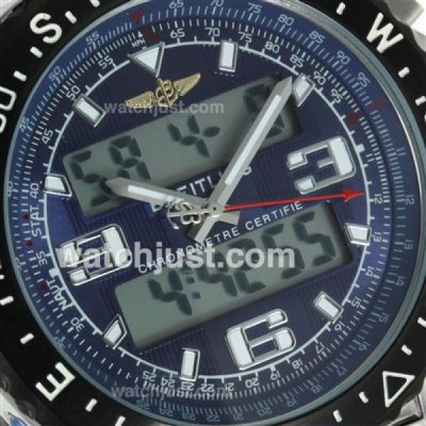 Breitling Emergency Digital Displayer PVD Bezel with Blue Dial S/S