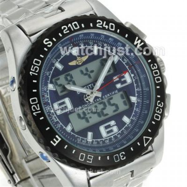 Breitling Emergency Digital Displayer PVD Bezel with Blue Dial S/S
