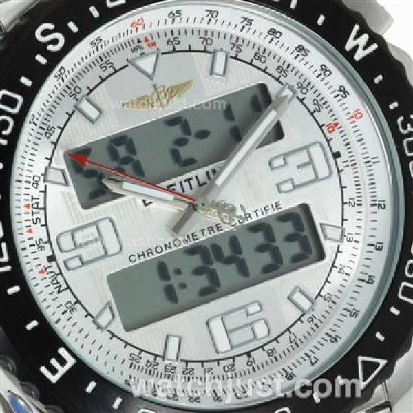 Breitling Emergency Digital Displayer PVD Bezel with White Dial S/S