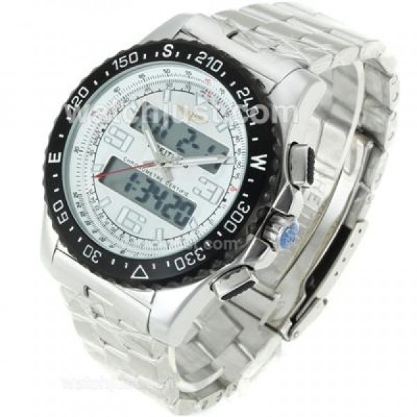 Breitling Emergency Digital Displayer PVD Bezel with White Dial S/S