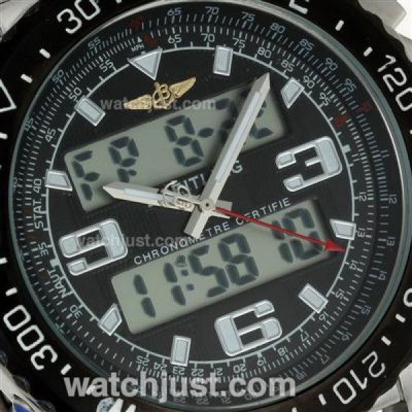 Breitling Emergency Digital Displayer PVD Bezel with Black Dial S/S
