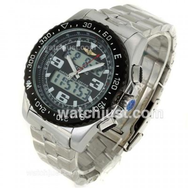 Breitling Emergency Digital Displayer PVD Bezel with Black Dial S/S
