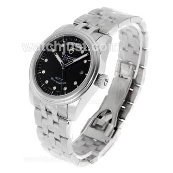 Tudor Day-Date Automatic Diamond Markers with Black Dial S/S-Sapphire Glass