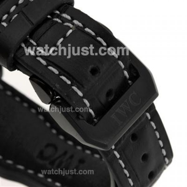 IWC Pilot Automatic PVD Case White Markers with Black Dial-Leather Strap