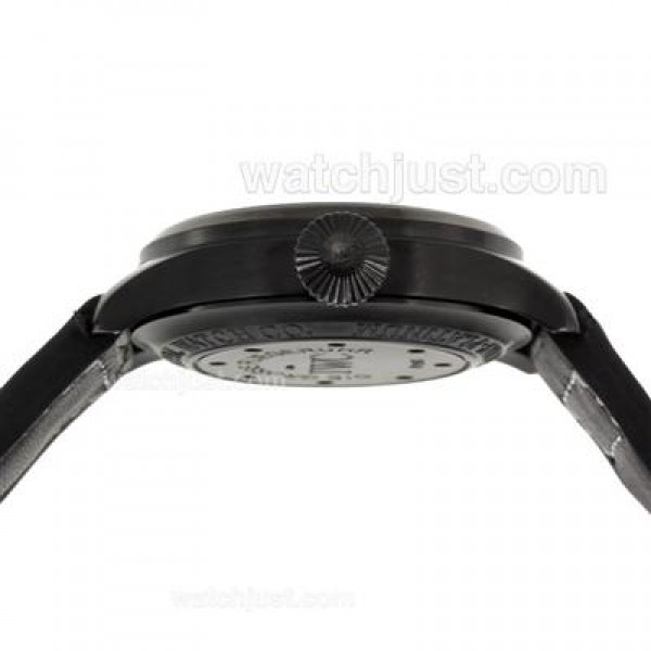 IWC Pilot Automatic PVD Case White Markers with Black Dial-Leather Strap