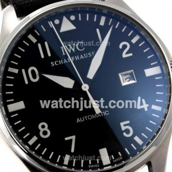 IWC Pilot Automatic White Markers with Black Dial-Leather Strap