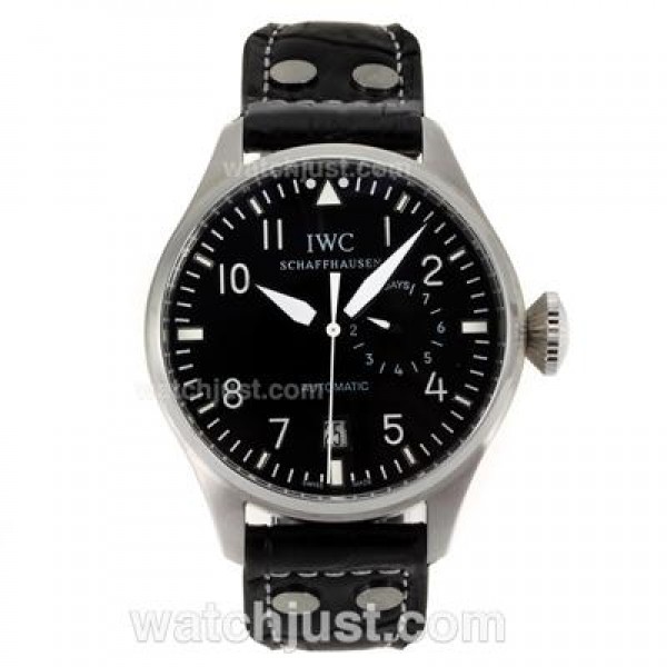 IWC Pilot Working Power Reserve Automatic White Markers with Black Dial-Leather Strap