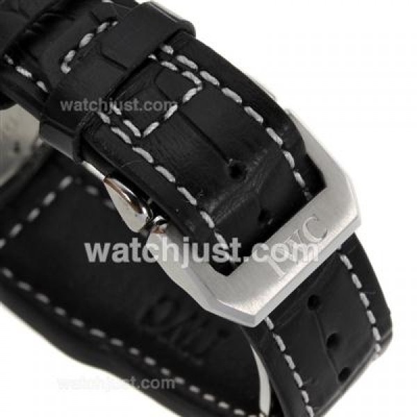 IWC Pilot Working Power Reserve Automatic White Markers with Black Dial-Leather Strap