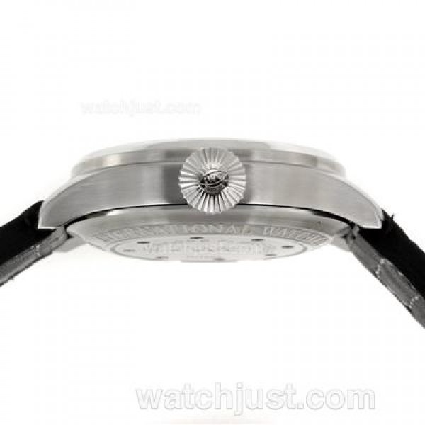IWC Pilot Working Power Reserve Automatic White Markers with Black Dial-Leather Strap