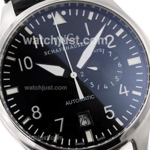 IWC Pilot Working Power Reserve Automatic White Markers with Black Dial-Leather Strap