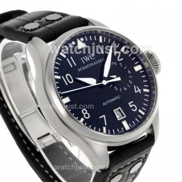 IWC Pilot Working Power Reserve Automatic White Markers with Black Dial-Leather Strap