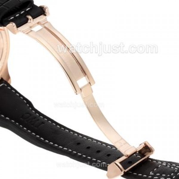 IWC Pilot Automatic Rose Gold Case Orange Markers with Gray Dial-Leather Strap