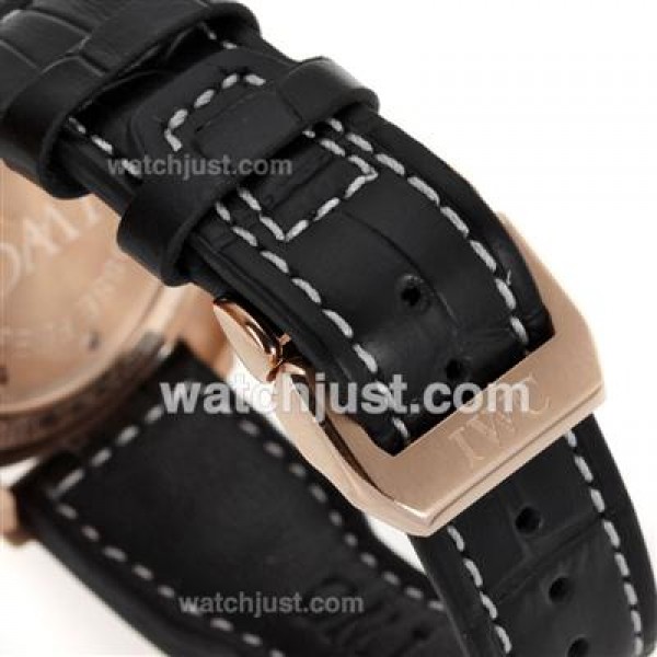 IWC Pilot Automatic Rose Gold Case Orange Markers with Gray Dial-Leather Strap
