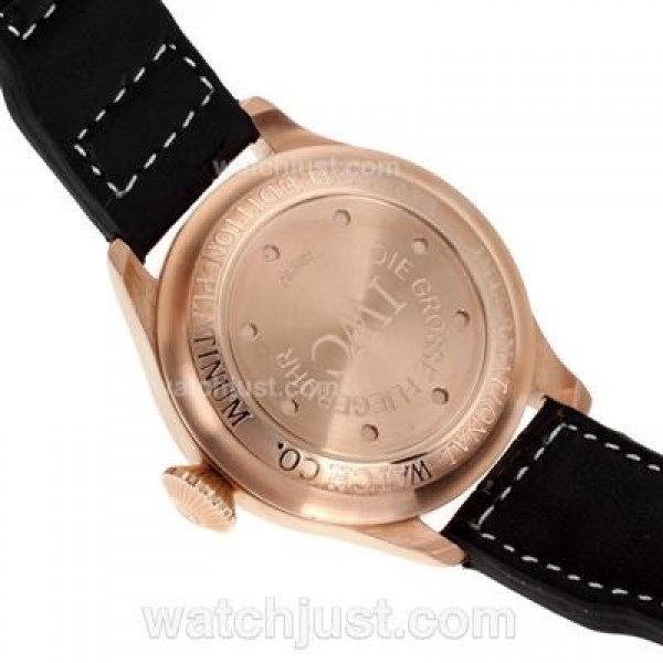 IWC Pilot Automatic Rose Gold Case Orange Markers with Gray Dial-Leather Strap