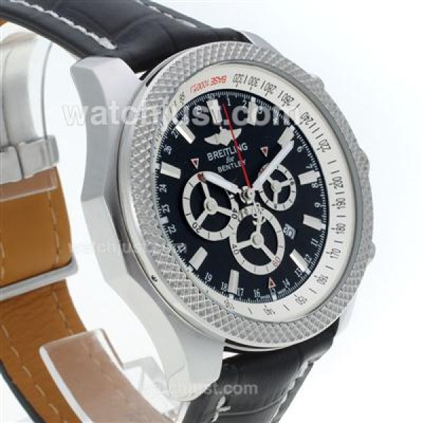 Breitling for Bentley Working Chronograph with Black Dial-Leather Strap