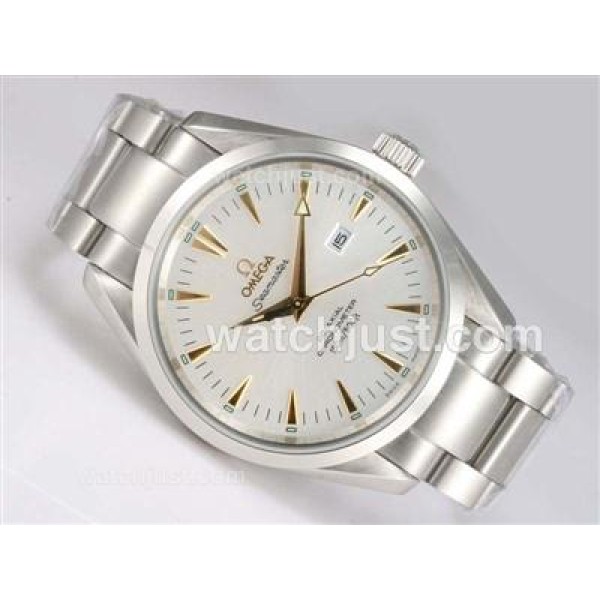 Omega Seamaster Aqua Terra Automatic Gold Marking with White Dial