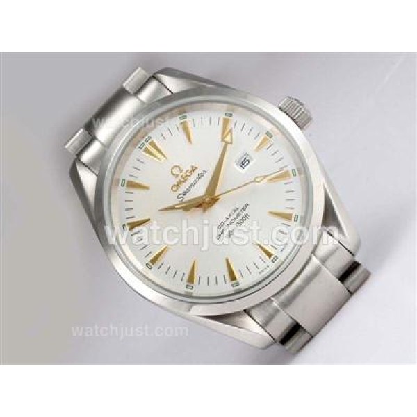 Omega Seamaster Aqua Terra Automatic Gold Marking with White Dial