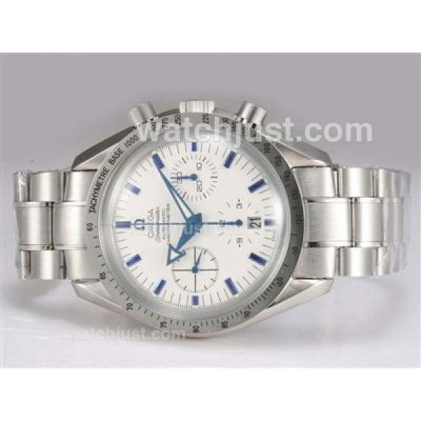 UK AAA Quality Omega Speedmaster Replica Watches With White Dials For Men