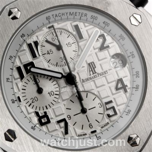 Audemars Piguet Royal Oak Offshore Working Chronograph with White Dial-Leather Strap
