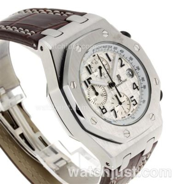 Audemars Piguet Royal Oak Offshore Working Chronograph with White Dial-Leather Strap