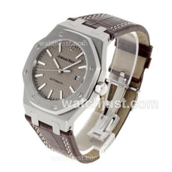 Audemars Piguet Royal Oak Automatic with Gray Dial-Leather Strap