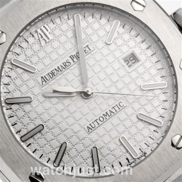 Audemars Piguet Royal Oak Automatic with White Dial-Leather Strap