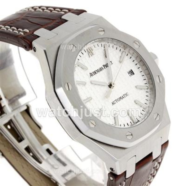 Audemars Piguet Royal Oak Automatic with White Dial-Leather Strap