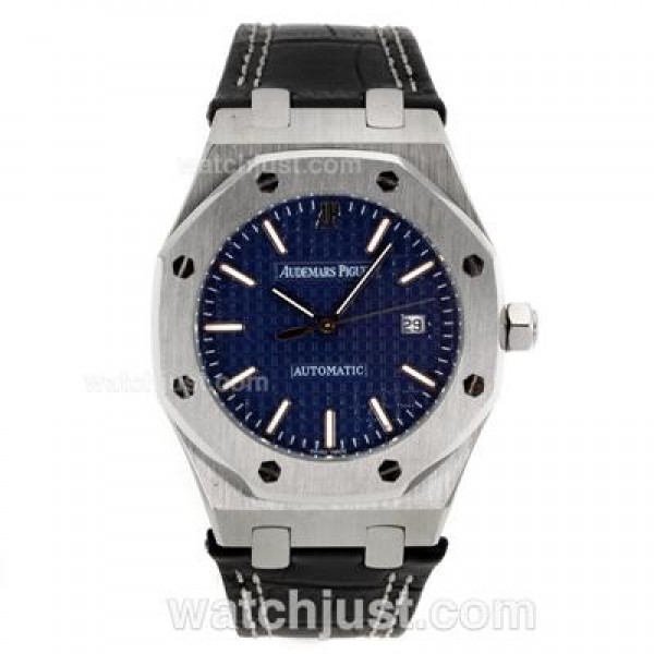 Audemars Piguet Royal Oak Automatic with Blue Dial-Leather Strap