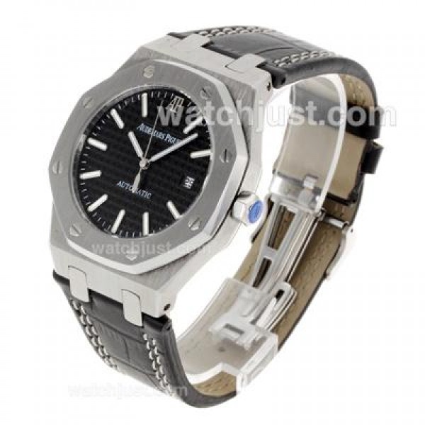 Audemars Piguet Royal Oak Automatic with Black Dial-Leather Strap