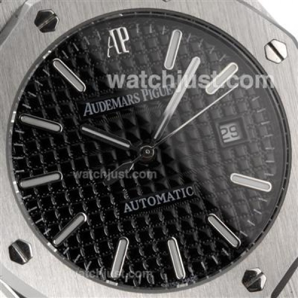 Audemars Piguet Royal Oak Automatic with Black Dial-Leather Strap